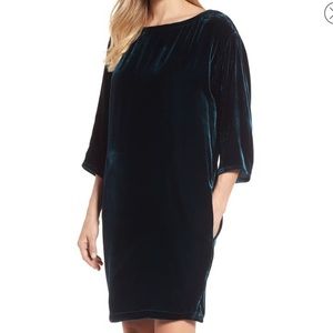 EILEEN FISHER 3/4 SLEEVE VELVET SHIRT DRESS SZ: PS